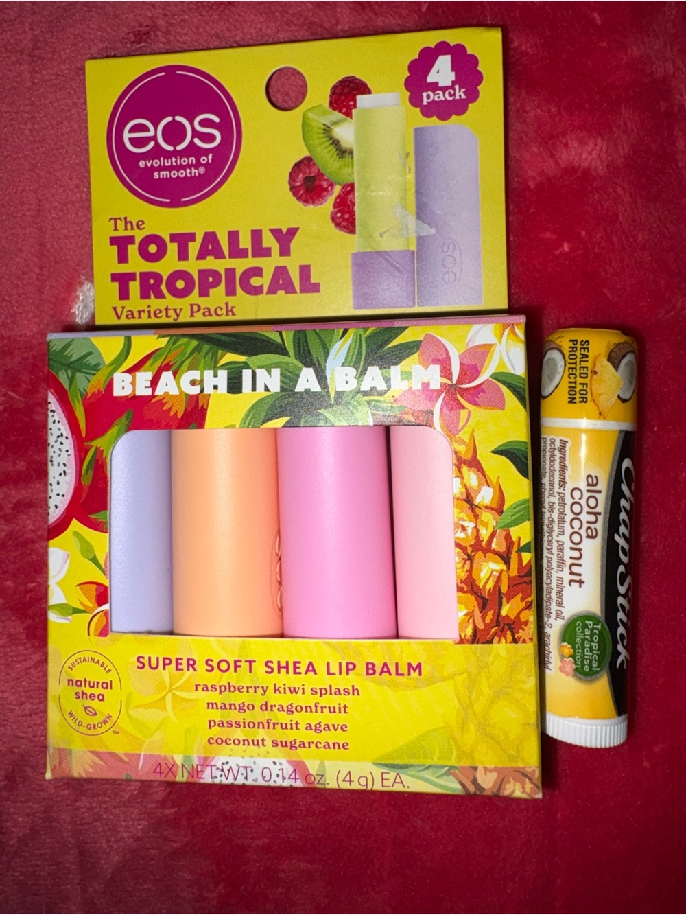 eos Beach in a Balm Super Soft Shea Lip Balm - Pastel Variety (4 Pack)